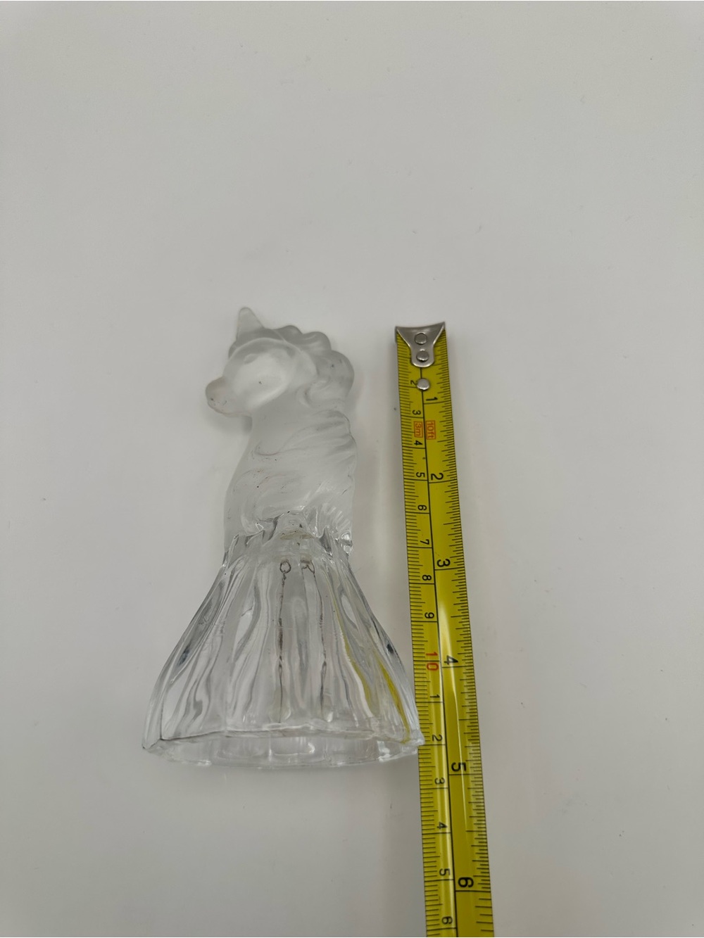 Vintage Frosted Glass Unicorn Head Lead Crystal Bell Nice Detailed Bell - Picture 8 of 8